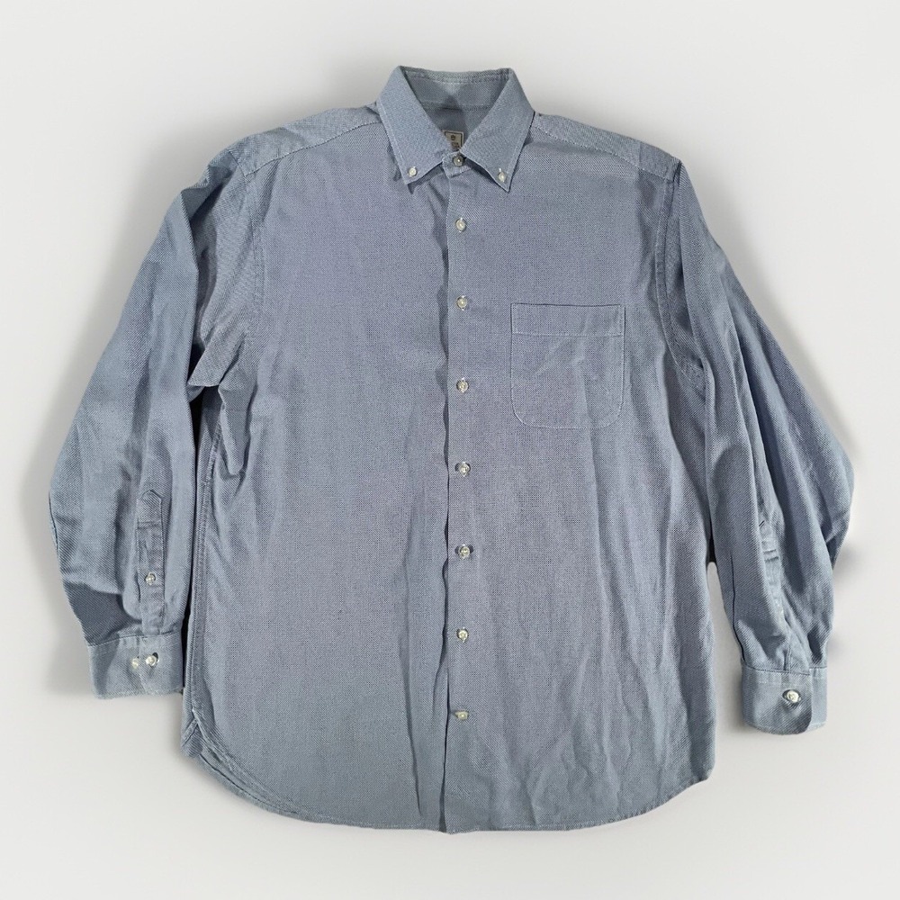 Peter‎ Millar Perfect Pinpoint Button Front Shirt Large 100% Cotton Blue